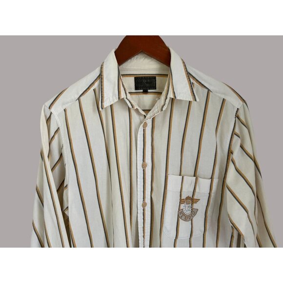 Vintage U2 Studio Striped Button-Up Shirt With Embroidered Logo - Picture 2 of 8